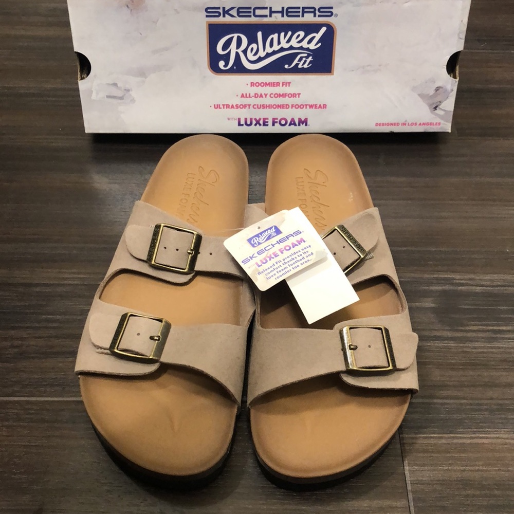 Skechers Women's Relaxed Fit Double Strap Sandal Taupe W10